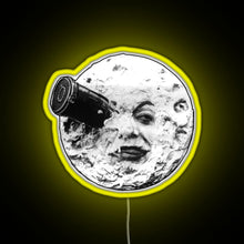 Load image into Gallery viewer, A Trip to the Moon Le Voyage Dans La Lune face only RGB neon sign yellow
