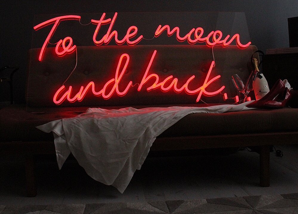 To the moon and back neon sign factory