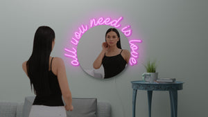 Combined neon sign and a mirror