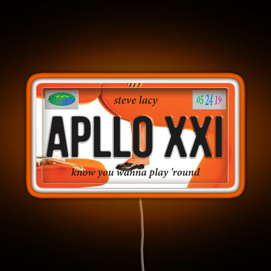 Apollo XXI Steve Lacy License Plate RGB neon sign orange