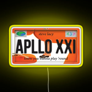 Apollo XXI Steve Lacy License Plate RGB neon sign yellow