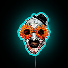 Load image into Gallery viewer, Art The Clown Terrifier 2 Sunflower Sunglasses RGB neon sign lightblue 