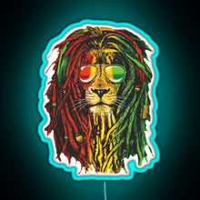 Load image into Gallery viewer, Awesome Design Bob Marley Funny Men Rasta Lion Women Who Love RGB neon sign lightblue 