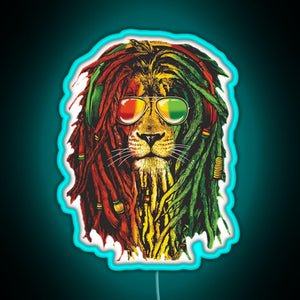 Awesome Design Bob Marley Funny Men Rasta Lion Women Who Love RGB neon sign lightblue 