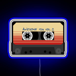 Awesome Mixtape Vol 2 Cassette Retro RGB neon sign blue