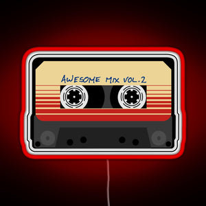 Awesome Mixtape Vol 2 Cassette Retro RGB neon sign red