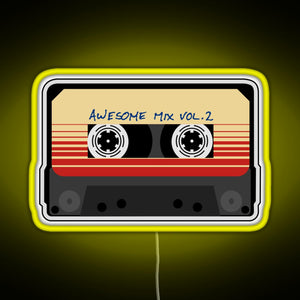 Awesome Mixtape Vol 2 Cassette Retro RGB neon sign yellow