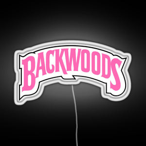 Backwoods pink RGB neon sign white 