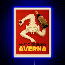 Load image into Gallery viewer, Bar Amaro Siciliano Averna Red Wine Italy Drink RGB neon sign blue