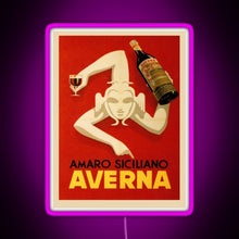Load image into Gallery viewer, Bar Amaro Siciliano Averna Red Wine Italy Drink RGB neon sign  pink