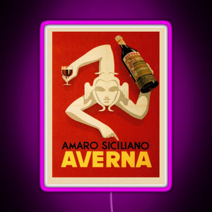 Bar Amaro Siciliano Averna Red Wine Italy Drink RGB neon sign  pink
