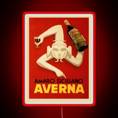 Bar Amaro Siciliano Averna Red Wine Italy Drink RGB neon sign red