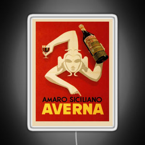Bar Amaro Siciliano Averna Red Wine Italy Drink RGB neon sign white 