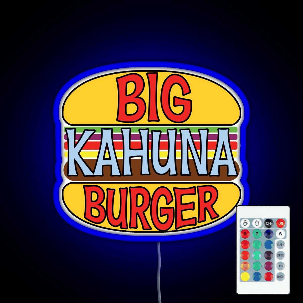 Big Kahuna Burger Tee RGB neon sign