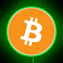 Load image into Gallery viewer, Bitcoin BTC Logo Crypto Merge Minimalist RGB neon sign green
