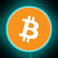Load image into Gallery viewer, Bitcoin BTC Logo Crypto Merge Minimalist RGB neon sign lightblue 