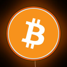 Load image into Gallery viewer, Bitcoin BTC Logo Crypto Merge Minimalist RGB neon sign orange