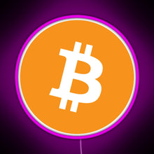 Load image into Gallery viewer, Bitcoin BTC Logo Crypto Merge Minimalist RGB neon sign  pink
