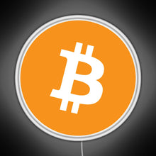 Load image into Gallery viewer, Bitcoin BTC Logo Crypto Merge Minimalist RGB neon sign white 