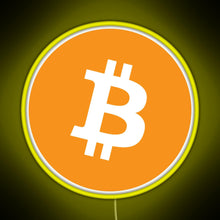 Load image into Gallery viewer, Bitcoin BTC Logo Crypto Merge Minimalist RGB neon sign yellow