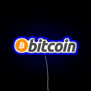 Bitcoin Crypto Currency Traders RGB neon sign blue