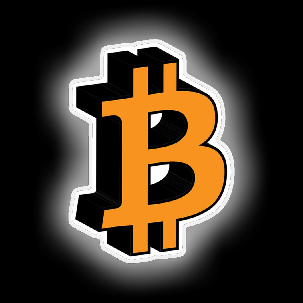 Bitcoin cryptocurrency logo icon gift neon sign