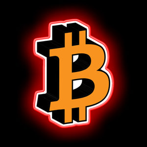 Bitcoin cryptocurrency logo icon gift neon sign