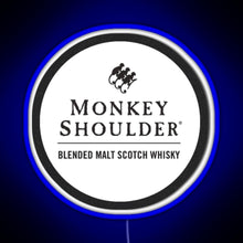 Load image into Gallery viewer, Blended Malt Monkey Shoulder Scotch RGB neon sign blue