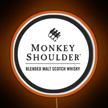 Load image into Gallery viewer, Blended Malt Monkey Shoulder Scotch RGB neon sign orange