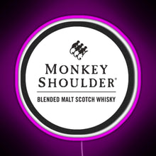Load image into Gallery viewer, Blended Malt Monkey Shoulder Scotch RGB neon sign  pink