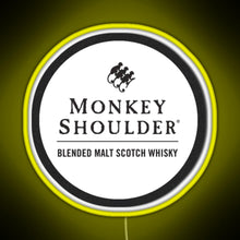 Load image into Gallery viewer, Blended Malt Monkey Shoulder Scotch RGB neon sign yellow
