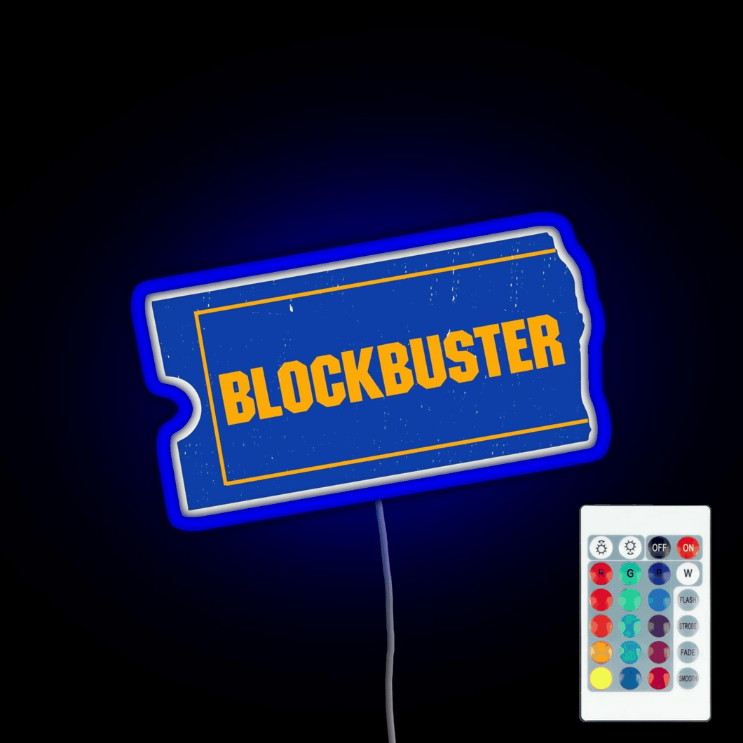 Blockbuster Video Logo RGB neon sign remote