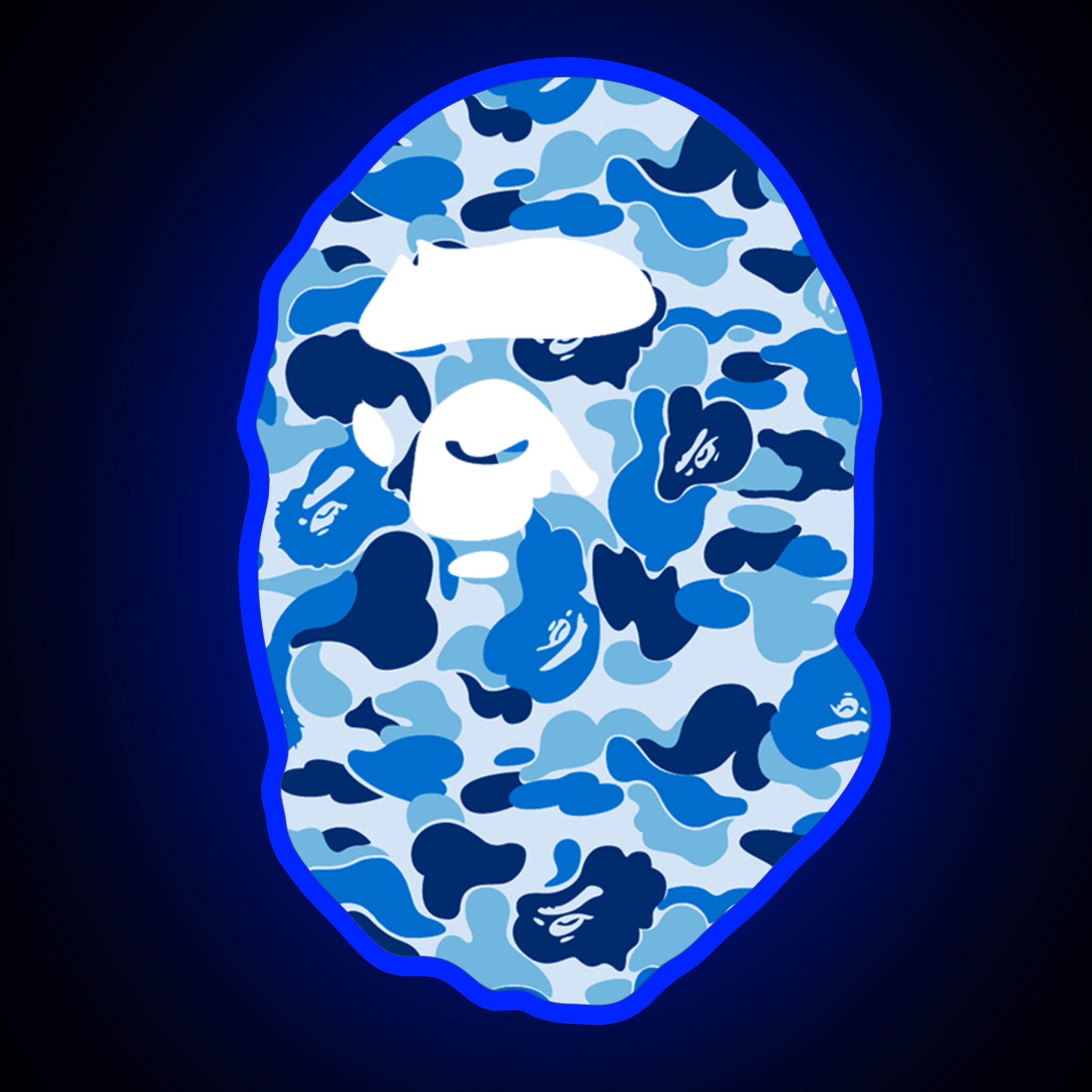 Assiette bleue en verre à motif camouflage Neon par BAPE
