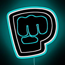 Load image into Gallery viewer, Brofist Logo Pewdiepie RGB neon sign lightblue 