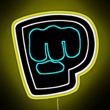 Load image into Gallery viewer, Brofist Logo Pewdiepie RGB neon sign yellow