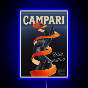 Campari Vintage Orange Peel Design Type 1 RGB neon sign blue