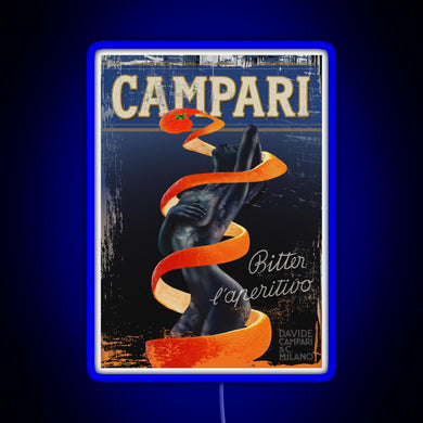 Campari Vintage Orange Peel Distressed Design Type 2 RGB neon sign blue
