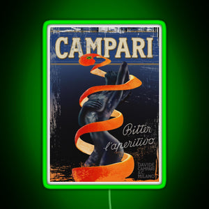 Campari Vintage Orange Peel Distressed Design Type 2 RGB neon sign green