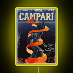 Campari Vintage Orange Peel Distressed Design Type 2 RGB neon sign yellow