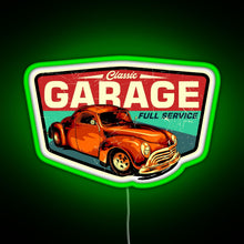 Load image into Gallery viewer, Classic Garage Retro Full Service Sign RGB neon sign green