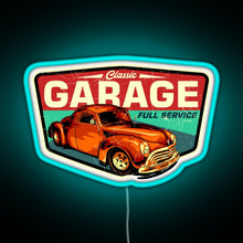 Load image into Gallery viewer, Classic Garage Retro Full Service Sign RGB neon sign lightblue 