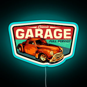 Classic Garage Retro Full Service Sign RGB neon sign lightblue 
