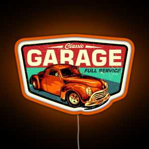 Classic Garage Retro Full Service Sign RGB neon sign orange
