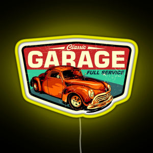 Classic Garage Retro Full Service Sign RGB neon sign yellow
