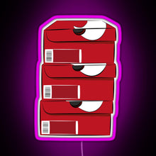 Load image into Gallery viewer, Closed single red stack shoe boxes logo RGB neon sign  pink