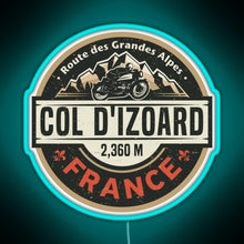 Load image into Gallery viewer, Col d Izoard Route des Grandes Alpes RGB neon sign lightblue 