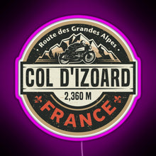 Load image into Gallery viewer, Col d Izoard Route des Grandes Alpes RGB neon sign  pink