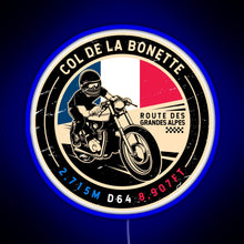 Load image into Gallery viewer, Col de la Bonette Route des Grandes Alpes Motorcycle RGB neon sign blue