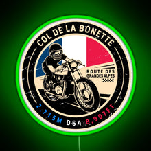 Load image into Gallery viewer, Col de la Bonette Route des Grandes Alpes Motorcycle RGB neon sign green