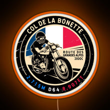 Load image into Gallery viewer, Col de la Bonette Route des Grandes Alpes Motorcycle RGB neon sign orange
